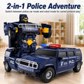 Dark blue Kiddla transforming police toy in police car and robot modes
