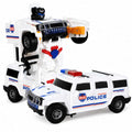 White Kiddla automatic transforming police robot car shown in vehicle and robot modes