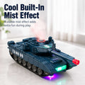 Transforming tank toy showing its built-in mist effect