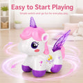 Light-up spinning unicorn toy ready for floor play